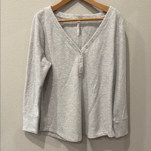 Soma NWOT Women's Gray Long Sleeve Waffle Top‎ Size XL